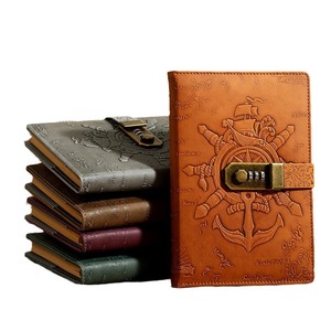 3D relieve retro A5 bloqueo de contraseña cuaderno de núcleo interno multifuncional creativo estudiante Libreta de cuero diario al por mayor - Product Image 5