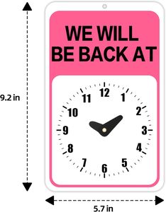Dấu hiệu trả lại với đồng hồ màu hồng cho phụ nữ 'chúng tôi sẽ trở lại' và 'chào mừng chúng tôi mở' từ trên hai mặt bao gồm cốc hút - Product Image 2