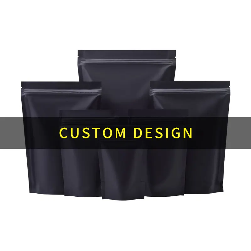 Matte Black Package Stand Up Pouch/Aluminum Foil Packaging Zip Lock Bag/Doypack Mylar Storage Food Bags