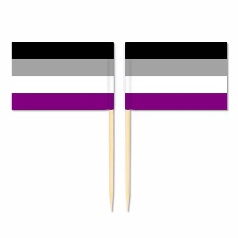 Vier Farben Schwarz Grau Weiß Lila 2,5*3,5*6,5 cm Asexual Print Bambus Stick Zahnstocher Flagge mit schnellem Versand