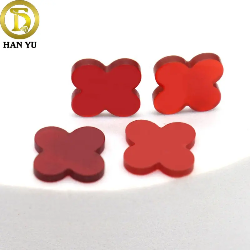 HanYu prezzo di fabbrica 13mm agata rossa naturale di alta qualità pietra quadrifoglio pietre naturali di trifoglio di agata