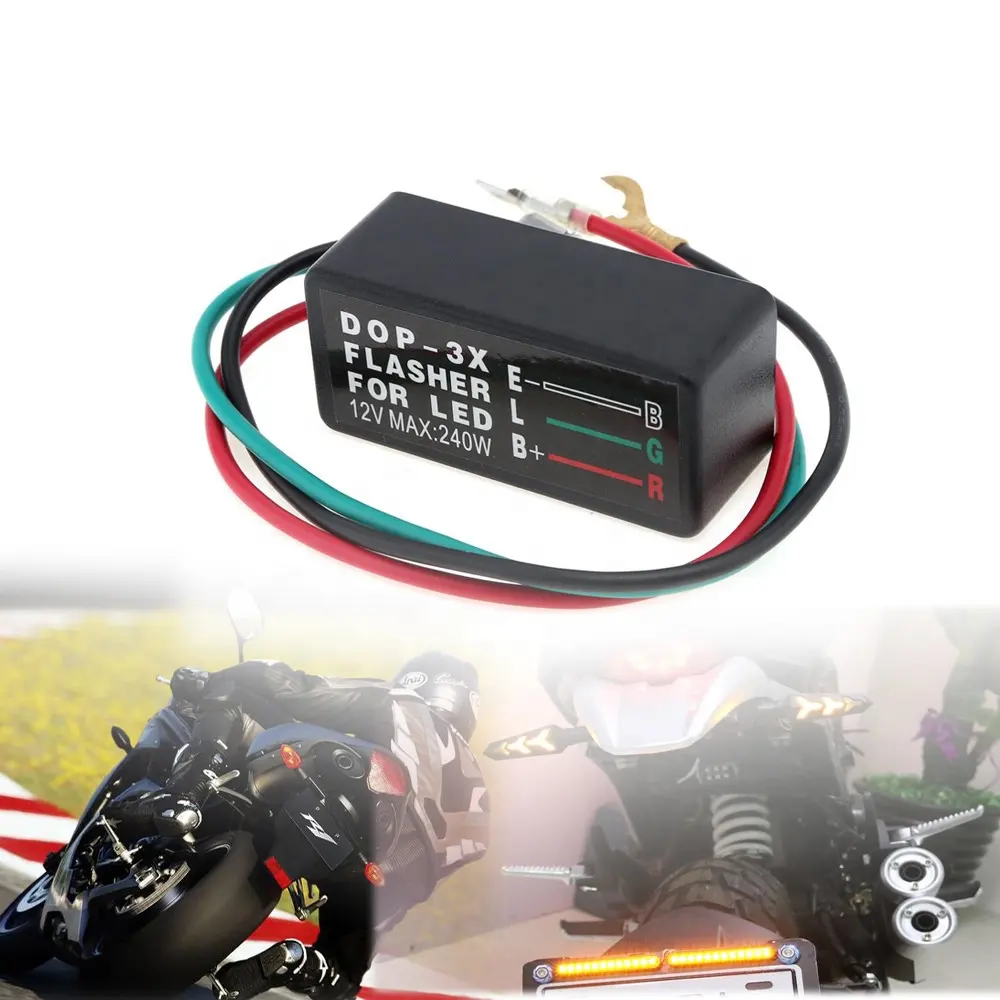 12V 3 핀 DOP-3X LED 모듈 오토바이 전자 점멸 장치 릴레이 40A 정격 전류 LED 방향 지시등 조명 깜박임 릴레이 자동차