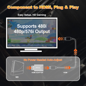 BitFunx Mini WII <strong>HDMI</strong> Adapter For Nintendo Wii NTSC/PAL Retro Game Console Supports <strong>Component</strong> <strong>Input</strong> <strong>HDMI</strong> <strong>Output</strong> Plug And Play