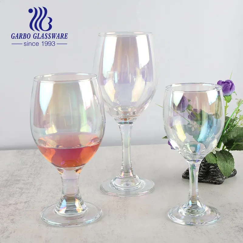 Copo de vidro personalizado com haste de vinho, gargantilha de vidro com íon, decoração decorativa de 400ml, utensílios para festa