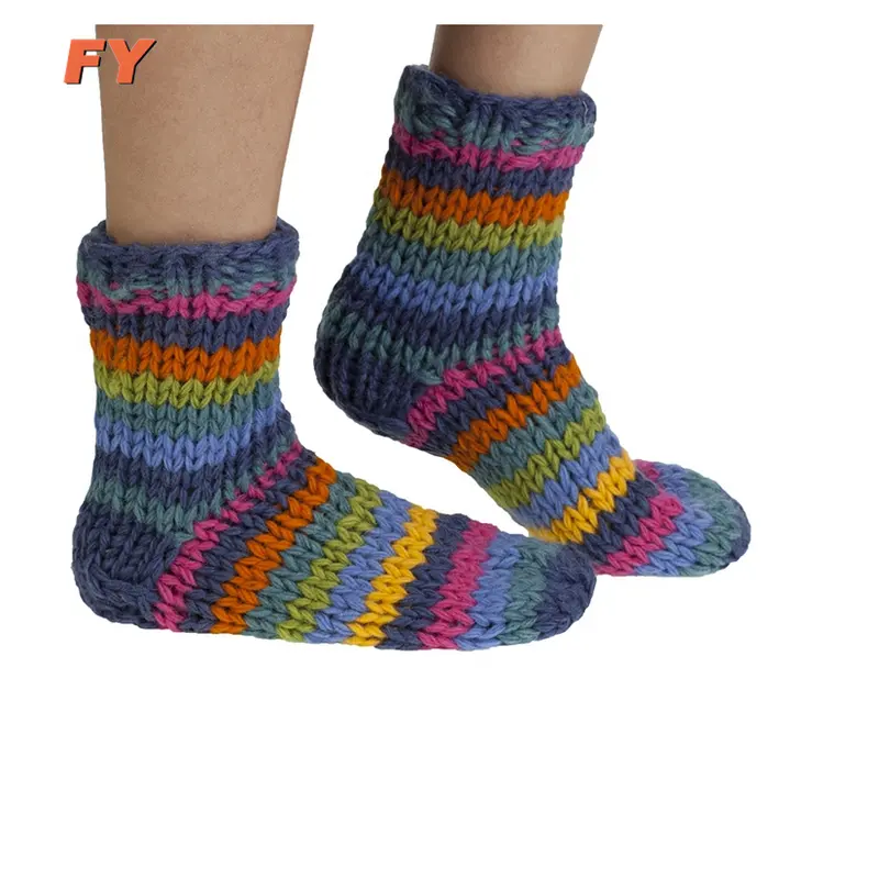 FY-N718 tricoté à la main laine chaussettes en laine fait main chaussettes à tricoter modèle gratuit