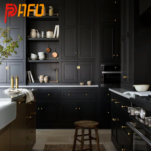 ארון מטבח מפואר מותאם אישית קוורץ ארון בגדים עם אביזרים פרימיום בסגנון צרפתי בסגנון מט שחור - Product Image 3