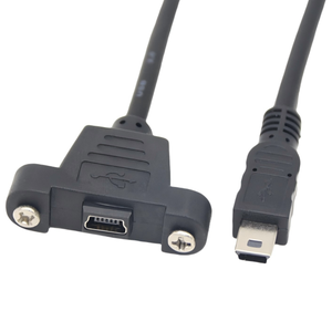 T-Type USB Mini 5 PIN ติดแผงสายต่อขยาย BF เป็น BM 2.0 USB พร้อมล็อคสกรู PVC /ptfe/ ฉนวนไนล่อน - Product Image 1