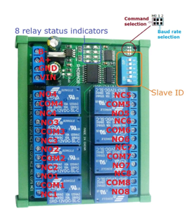 DC 12V 8 kanal RS485 röle modülü Modbus RTU UART uzaktan kumanda anahtarı DIN35 C45 ray kutusu PLC PTZ kamera güvenlik monitör için - Product Image 3