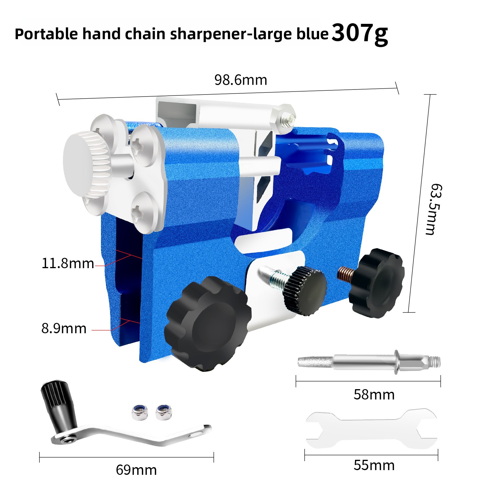 A1377 - Amoladora de Cadena Manual Portátil - Grande Azul