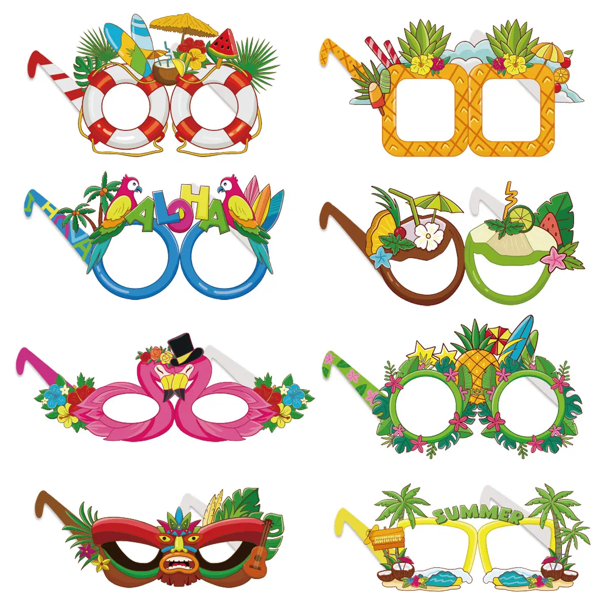 Neue hawaiianische Partybrille Fotorequisiten Flamingos Ananas Sommer Strand Karneval Spaß Fotobrille