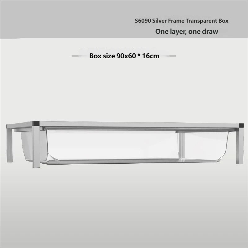 1 strato, 1 cassetto, scatola trasparente con cornice argentata