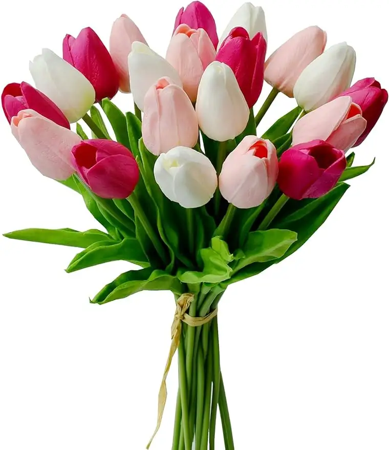Mehrfarbige künstliche Tulipenblumen PU-Tulipstrauß echter Haptik-Blumentbestand für Hauszimmer Büro Hochzeitsdekoration