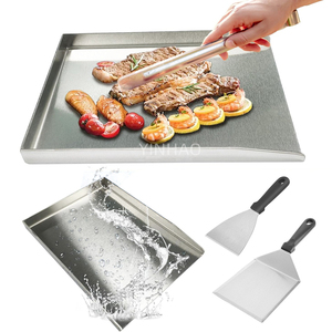 Buiten Grillfornuis Koken 15.75X11.8 Inch Zware Roestvrijstalen Grillpan Grillplaat Vlakke Bovenplaat Met Spatel Set - Product Image 1