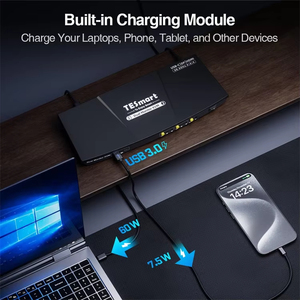 适用于笔记本电脑和台式机的TESmart USB-C MST和EDID KVM开关2台电脑高清多媒体接口 + 显示端口USB 3.0 4K60HZ KVM扩展坞 - Product Image 2