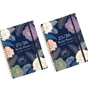 2025 Planer A5 <span class=keywords><strong>Notebook</strong></span> Wöchentlicher Monats kalender HardCover Spiral Bound Inner Pocket Monatliche Register karten Januar