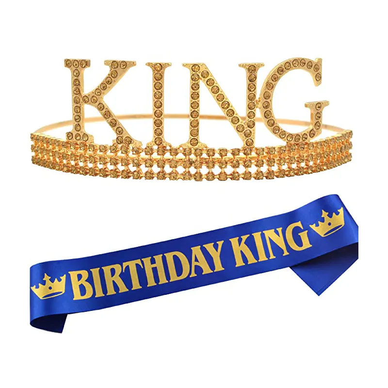 Birthday King Crown And Sash Kit For Birthday Men King Crown Sash Birthday Party Decorations Supplies