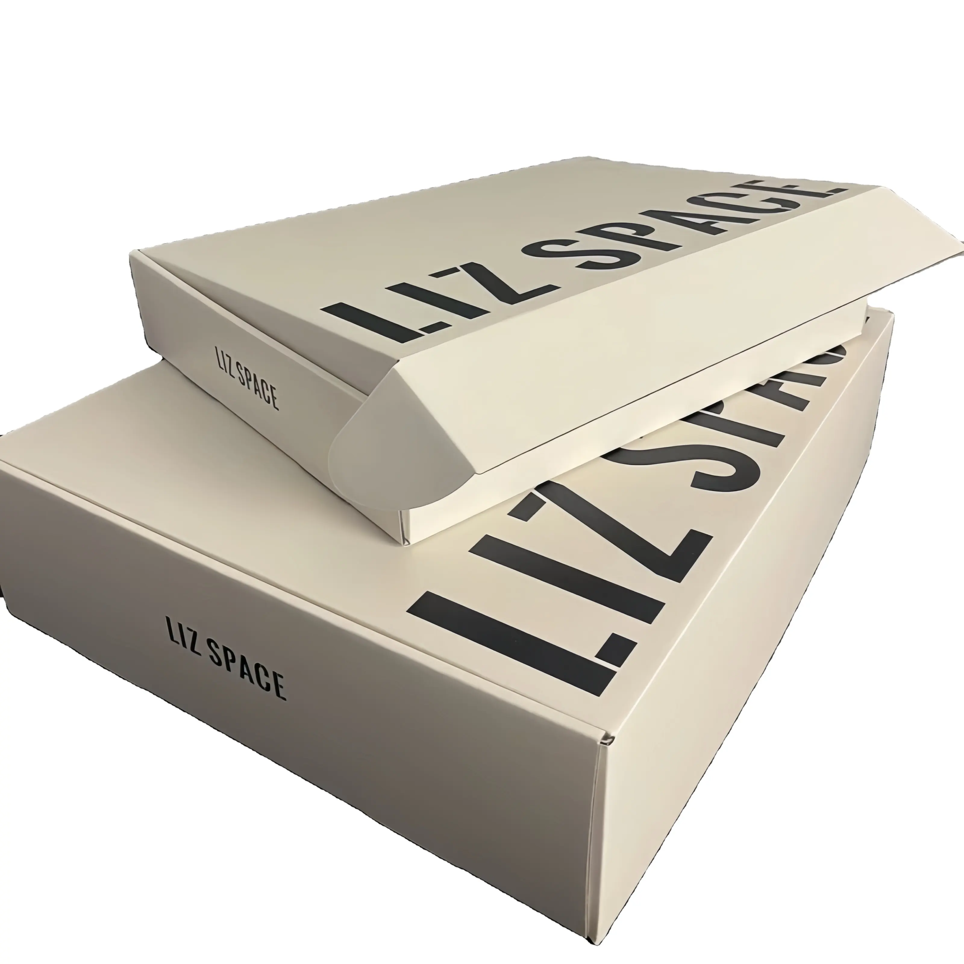 Grosir kemasan bergelombang mewah kotak pengiriman logo kustom dapat digunakan kembali kertas lipat kardus pakaian kotak surat