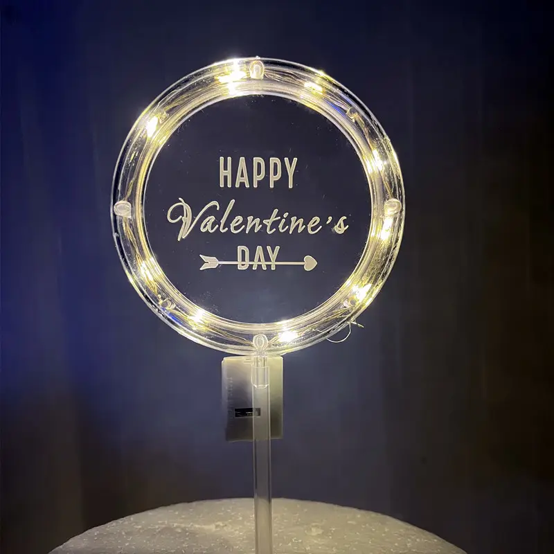 LED alles Gute zum Geburtstag Valentinstag Hochzeits torte Topper bunte Licht Plastik kuchen Dekorieren für Party