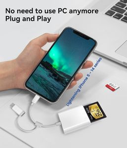 适用于iPhone iPad的sd卡读卡器，带用于MicroSD/SD照明的双插槽和用于摄影的USBC双连接器存储卡适配器 - Product Image 3