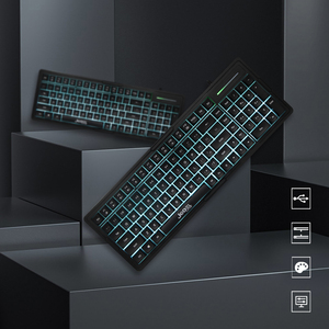 Jedel 102 teclas de iluminación USB con cable teclado de membrana de oficina con luz lateral teclado personalizado Color teclado para juegos de ordenador