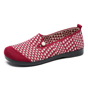 2025 Spring Summer New Style Cross-Border Flying Weaver Shoes One-Pedal Flat Bottom Comfortable Walking Style for Middle-Aged - Product Image 6