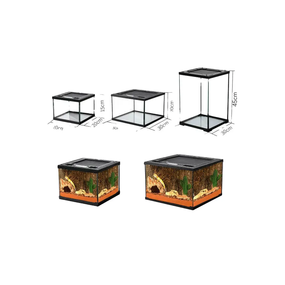 Individuelle Reptilien-Züchtungsbox Reptilien-Überdachung Ausstellung Ausstellung Käfige Spinne Terrarium Glasbehälter für Tarantula Schlange