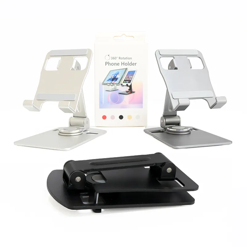New Design Foldable 360 Degree Rotatable Cell Phone Tablet Stand For Desktop Mobile Smartphone Holder Metal Stand Adjustable