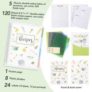 Recipe Book to Write in Your <strong>Own</strong> Recipes, 8.5&quot; X 11&quot; Personal Blank Recipe <strong>Notebook</strong>, Removable Hardcover Recipe Journal Book - Product Image 2
