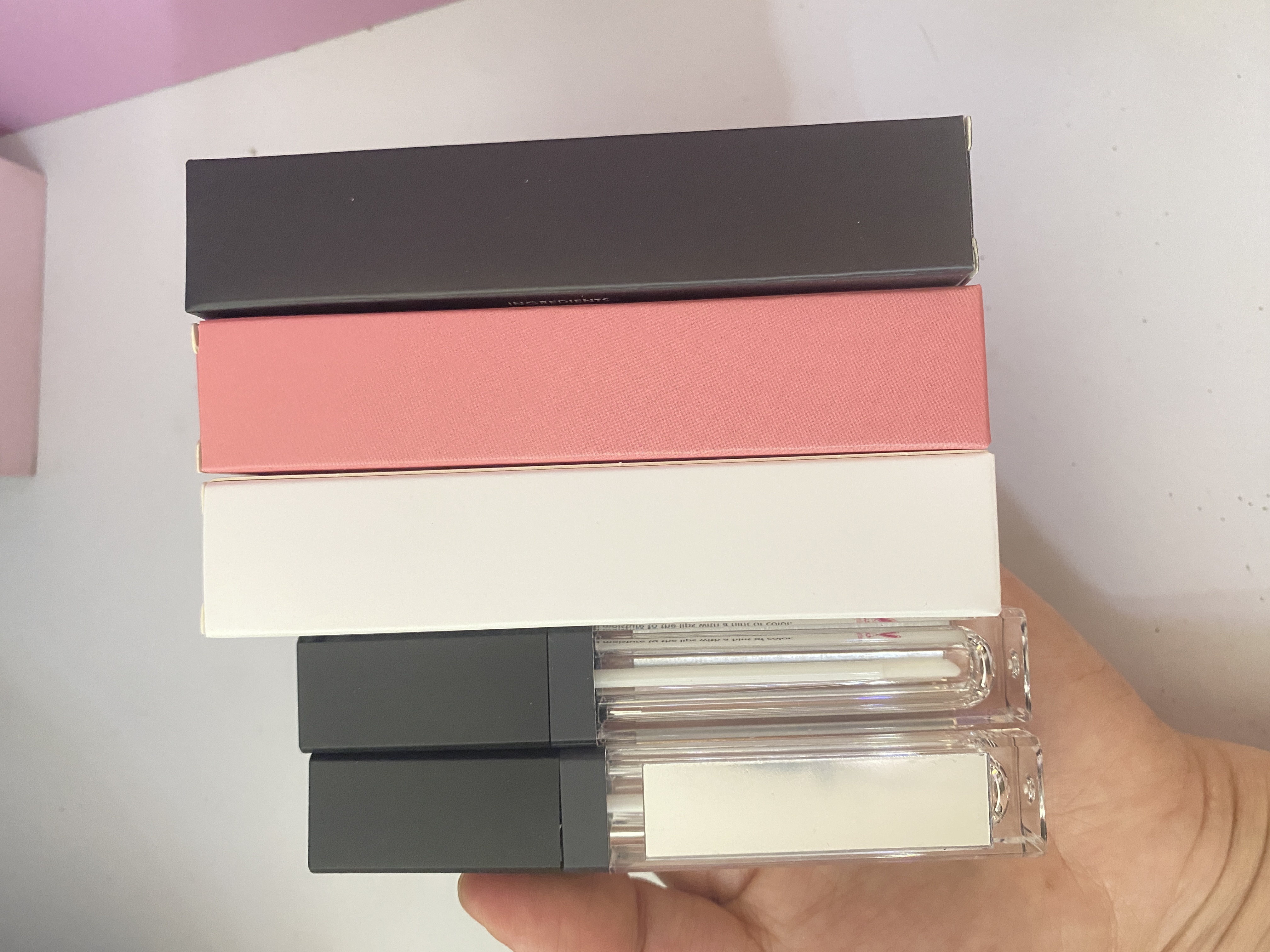 empty Black tube with white box