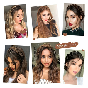 Synthetische Lange Rechte Vlecht Hoofdband Pruik Vrouwelijke Bruine Zwarte Natuurlijke Hittebestendige Half Haar Pruik Voor Vrouwen - Product Image 6