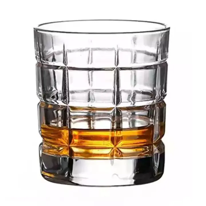 Logo personnalisé 300ml 10oz verre à whisky à carreaux d'alcool à l'ancienne pour Bar