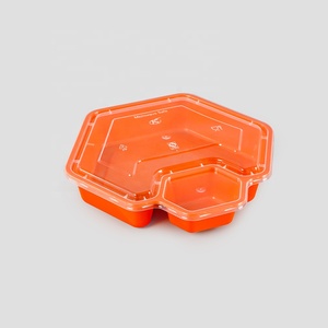 微波炉煎饼饺子披萨面包包装盒2室食品容器，带蘸酱独立酱