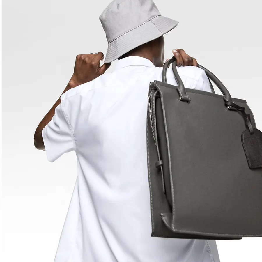 Mochila de logotipo masculina de couro, bolsa para laptop, viagem, couro preto