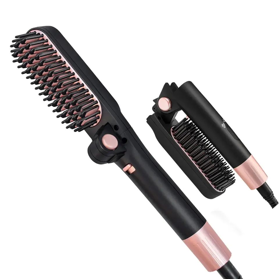 Professional Foldable Hot Air Hair Straightener Brush Multi-Functional Fast Heating Straightener Electric Hot Comb