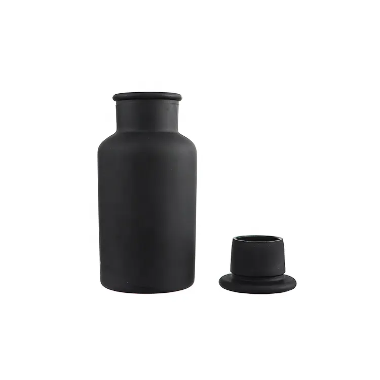 Матовые черные банки для фармацевтических препаратов, 500 мл, бутылка для реагентов из химического стекла с стеклянной пробкой