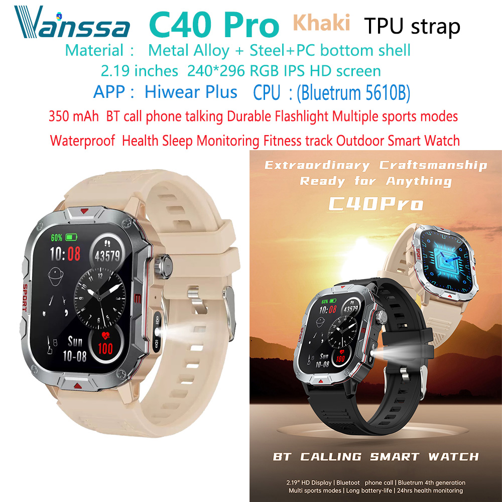 Kaki TPU C40-pro-fitness-tracker-outdoor-sport-smart-watch