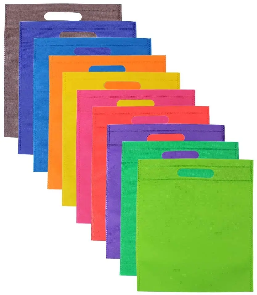 गैर-बुने हुए कपड़े का कैरी शॉपिंग बैग थोक पेशेवर कस्टम पर्यावरण-अनुकूल रंगीन गैर-बुना डी-कट बैग