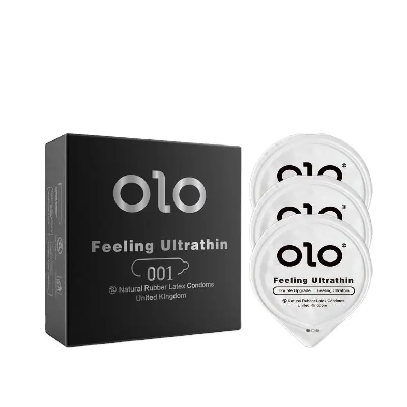 Grosir 3 buah/kotak mode merek Olo karet lateks dapat dipakai ulang sekali pakai Logo mudah terurai cangkir malam kondom untuk minuman