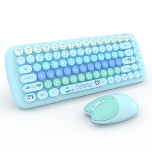 La nueva combinación de ratón y teclado inalámbrico de máquina de escribir colorida de 2,4G con teclas redondas en stock - Product Image 1
