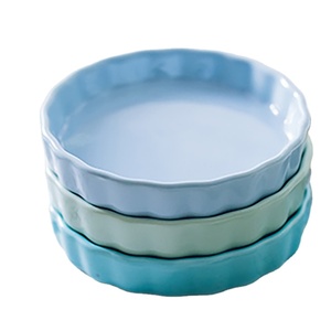 5英寸可爱多彩圆形烤盘菊花烤盘早餐菜肴家用小陶瓷烤盘 - Product Image 2