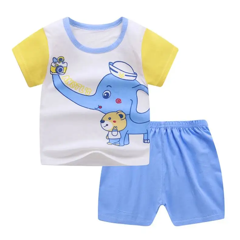 Atacado Verão Designer Toddlers Baby Boys Vestuário manga curta Workout Outfit 100% algodão Two Piece Kids Sets