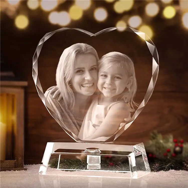 Foto de cristal 3d personalizada, cristal grabado con imagen, Base Led incluida, regalos personalizados