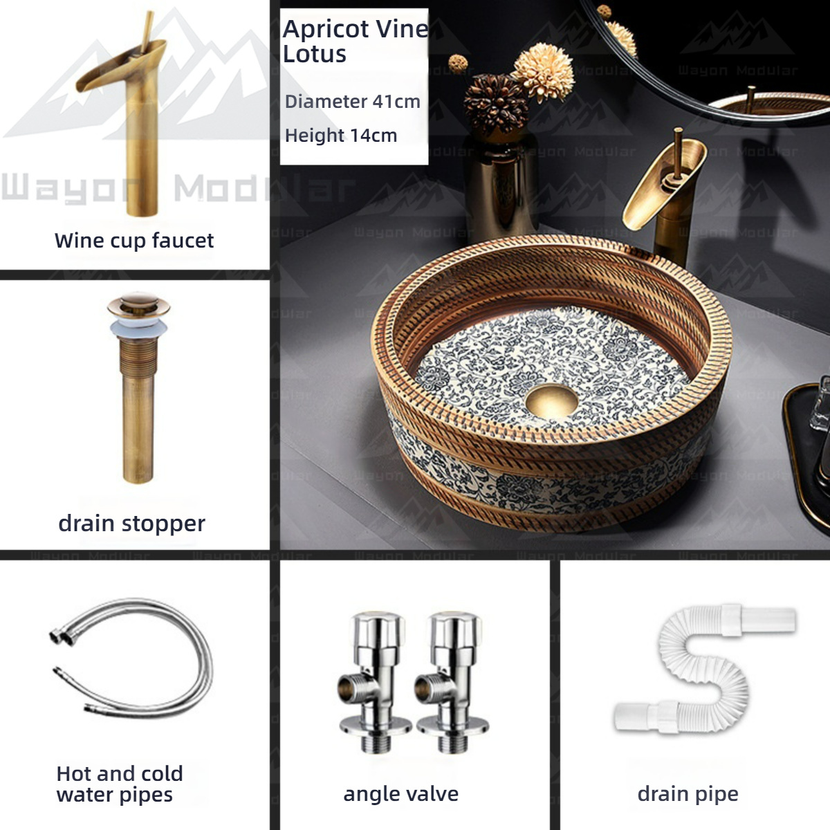 Lavabo singolo con accessori hardware