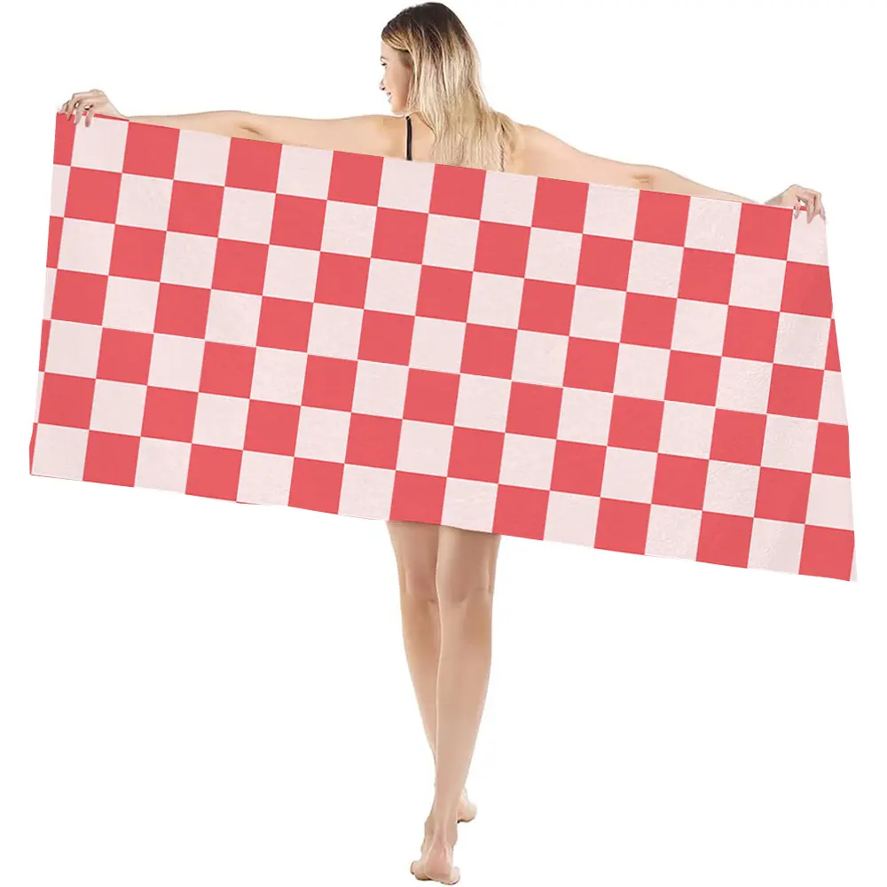 New Summer Check Plaid Beach Towel