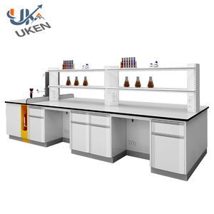 Table de travail de laboratoire commercial en métal et acier moderne et banc d'îlot avec armoires pour écoles hôpitaux laboratoires - Product Image 6