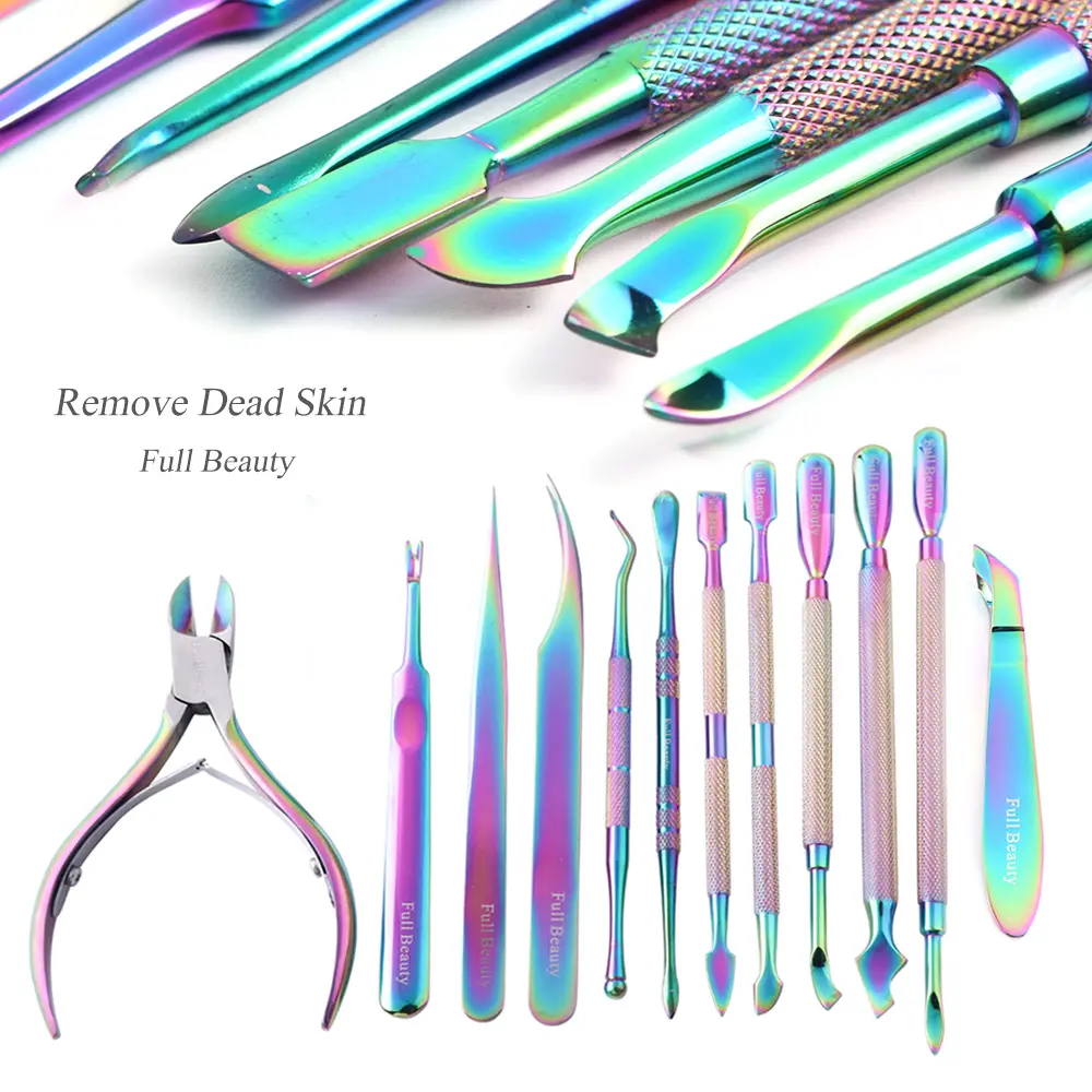 1 Pc Rainbow Nail Clippers Nippers Dead Skin Gel Polish Remover Cuticle Pusher Manicure Cutter Nail Care Tool