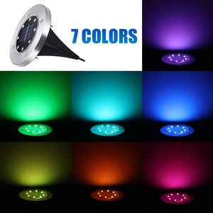 Paslanmaz çelik gömme Disk güneş enerjili renk değiştirme 8 LED Disk işık difüzyon Lens yolu zemin ışıkları 7 renk değiştirme - Product Image 3