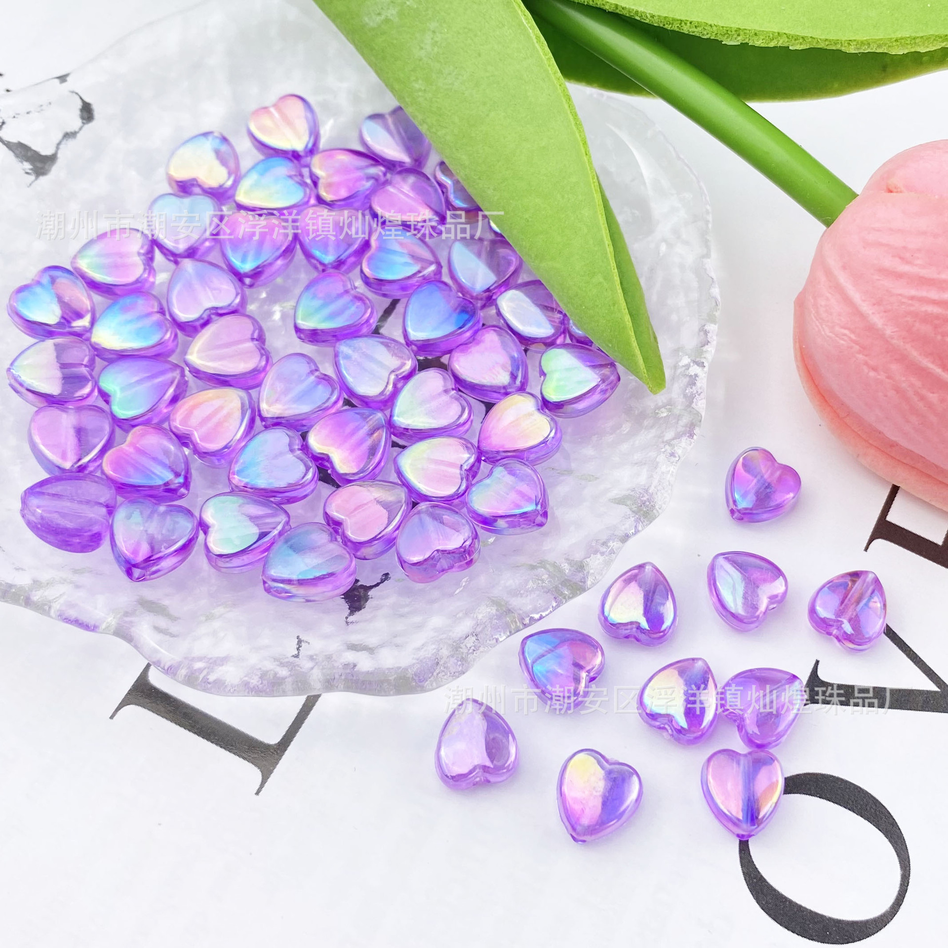 coeur irisé violet