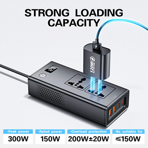 Nuevo inversor de coche potencia 200W enchufe Universal Dual interfaz 4USB QC3.0 + PD entrada de carga rápida 12V a salida 220V voltaje - Product Image 4
