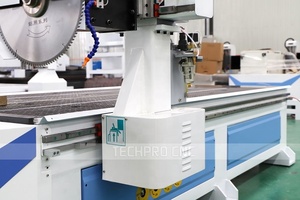TechPro大折扣3轴多头主轴木质数控刳刨机，带锯片，用于柜门家具制造 - Product Image 3